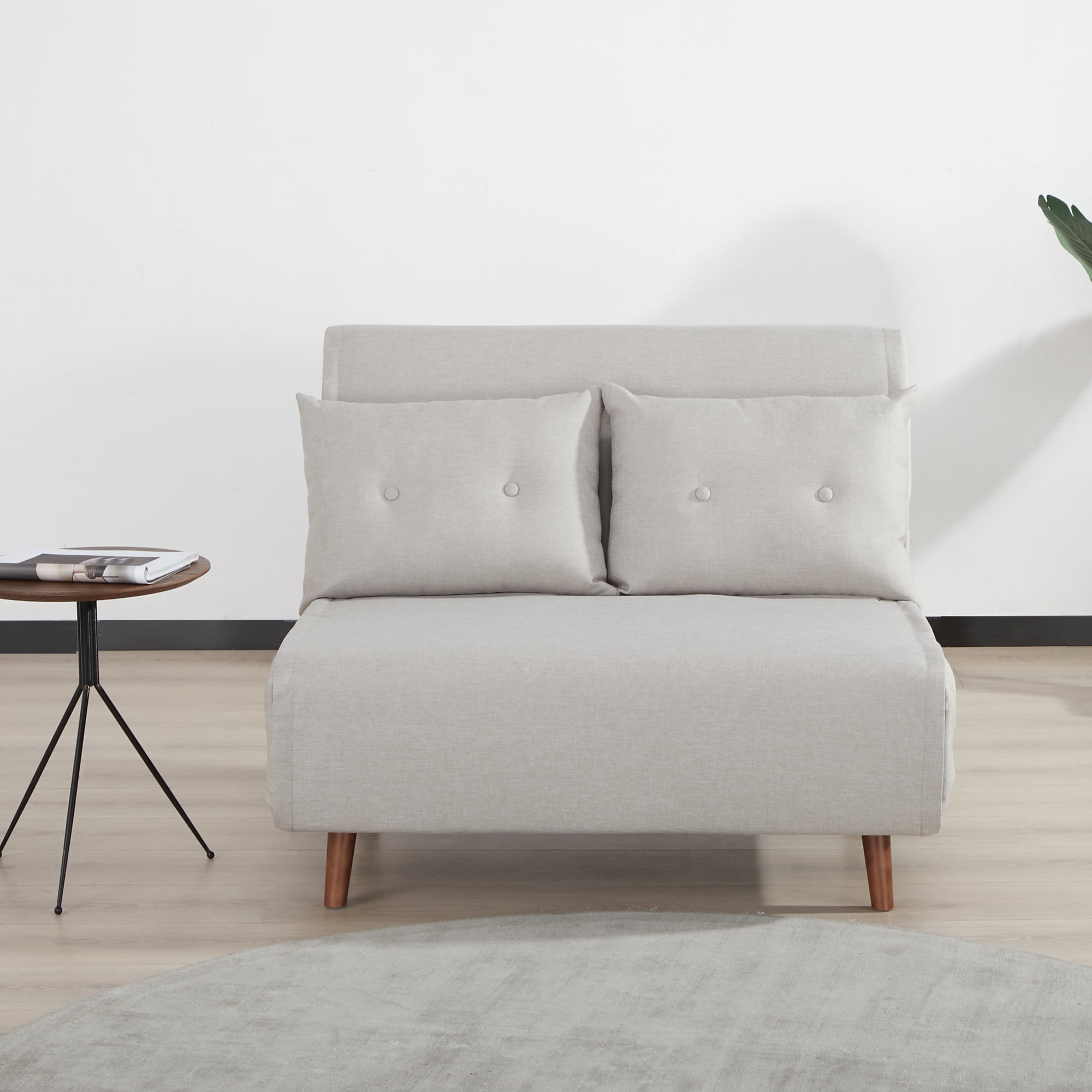 A&D Home Haru 40" Convertible Futon Chair, Linen Beige