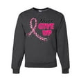 thumbnail image 2 of Wild Bobby, Never Give Up Fight Cancer, Breast Cancer Awareness, Unisex Crewneck Graphic Sweatshirt, Heather Black, X-Large, 2 of 4