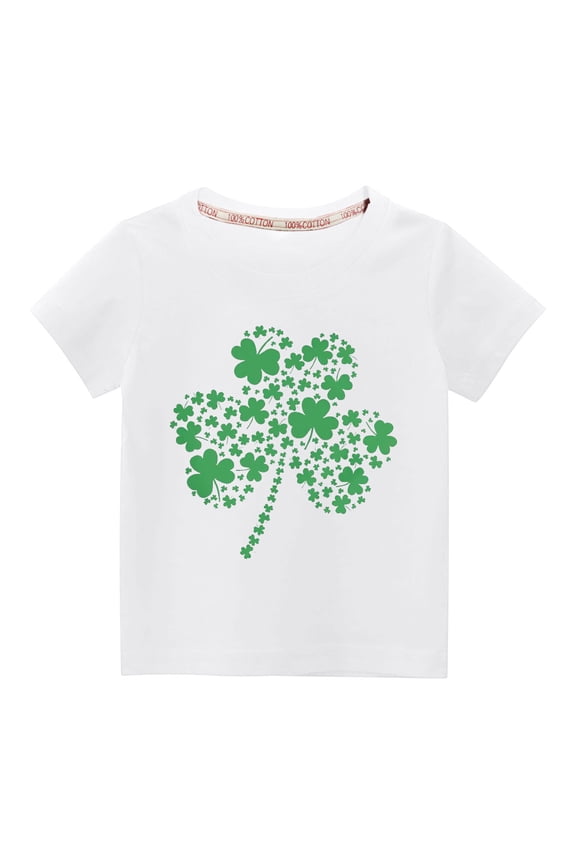 Toddler Baby Boys Girls Fashion St Patrick's Day T-shirt Little Kids Funny Gnomes Graphic Tee Unisex Kids Spring Summer Fashion Round Neck Short Sleeve Tops White-B 4T