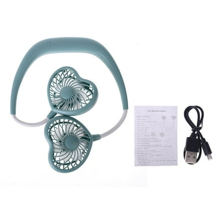 

YEUHTLL Love Heart Lazy Hanging Neck Fan Portable USB Cooling Fan Luminous Air Cooler