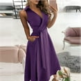 thumbnail image 3 of Bigersell Women's Casual Summer Sleeveless Dress Women's Casual Loose Bandage Sleeveless Solid V-Neck Ankle-Length Dress Women A-Line Dress Style 9329, Female Ankle-Length Dresses Purple XXL, 3 of 7