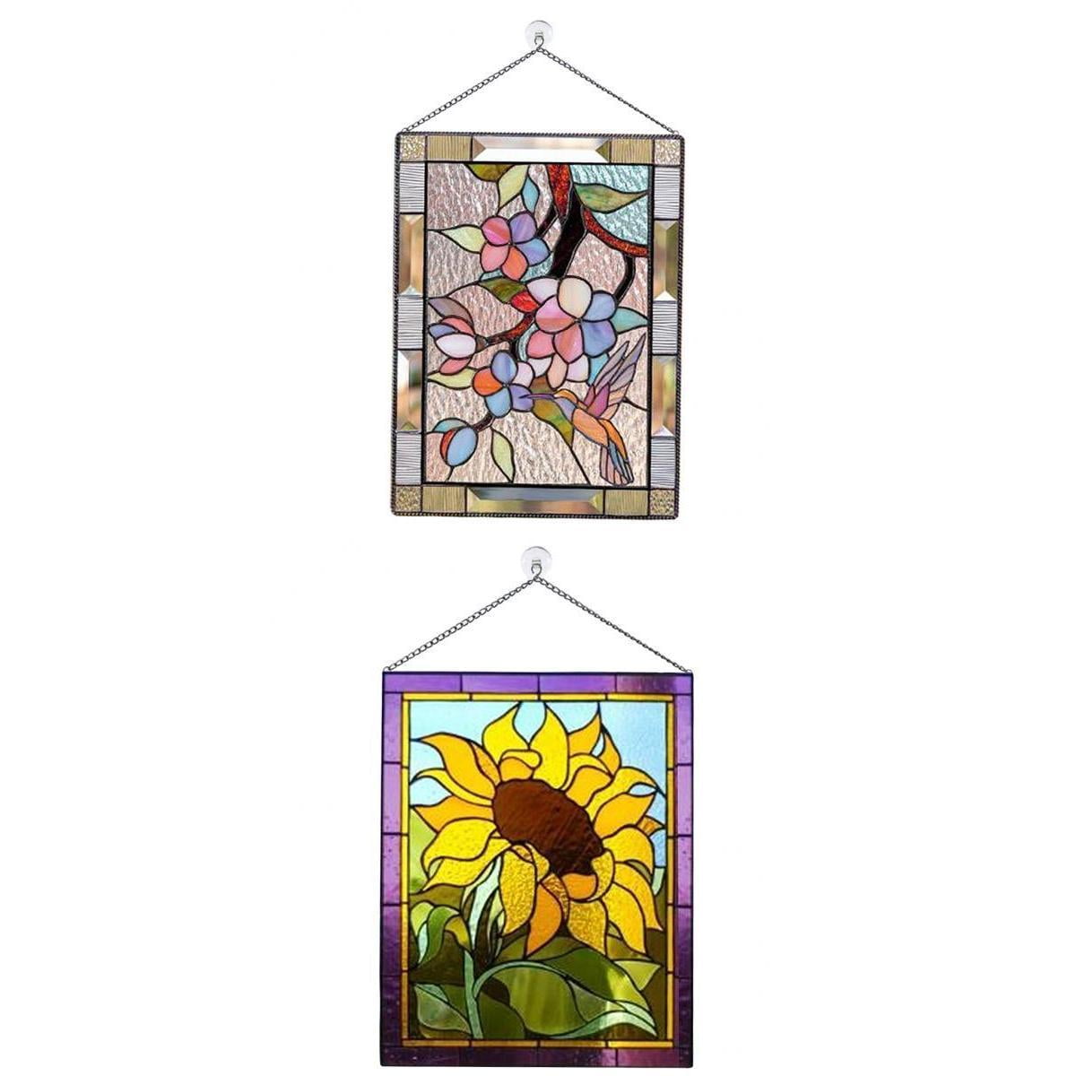 Window Ings Panel Stained Glass Window Ings Panel Flowers Window Ing Decorations Decor Home Window Treatments Glass Window Ings Stainglass Window Decorationation Wall Art Flowers Designs Walmart Com