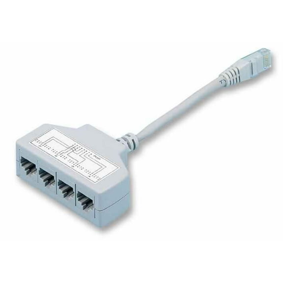 RARAION - Cat5e 4 Way Ethernet Cable Economiser, RJ45 Male to 4x RJ11 Female
