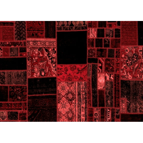 Ahgly Company Indoor Rectangle Patchwork Red Transitional Area Rugs, 5' x 7'