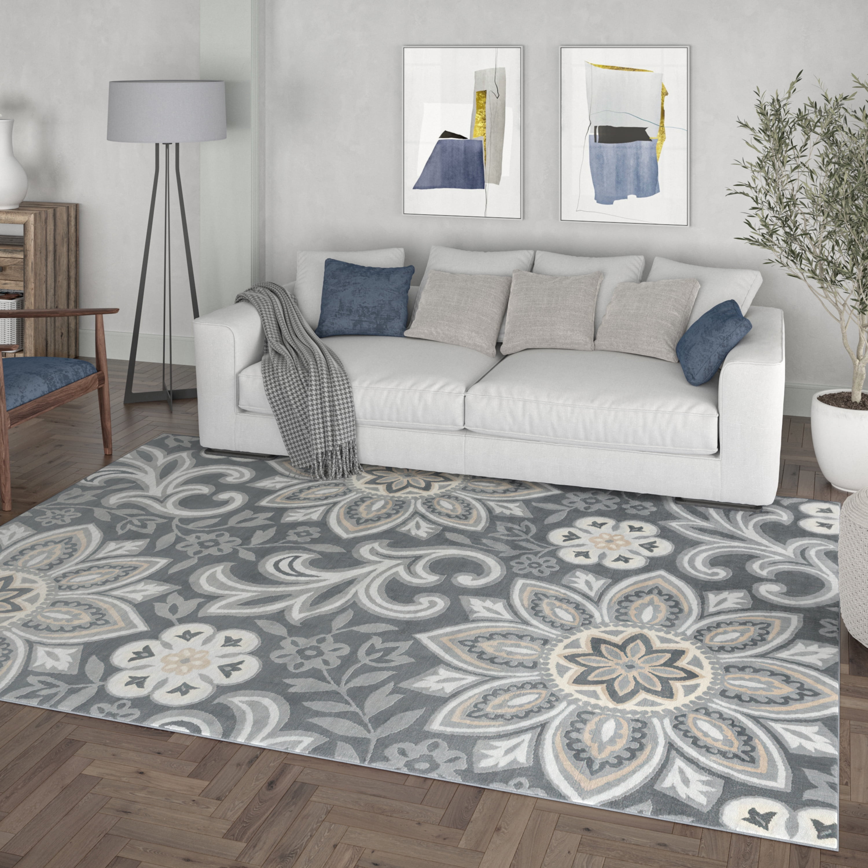 5x7 Transitional Dark Gray Area Rugs for Living Room | Bedroom Rug | Dining Room Rug | Indoor Entry or Entryway Rug | Kitchen Rug | Alfombras para Salas 5' x 7'