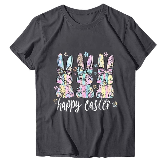 Camisetas de Manga Larga de las Mujeres Pascua Impreso Suelto Cuello Redondo Camiseta de Manga Corta, Camisetas de Manga Larga para las Mujeres de Uso Diario Casual