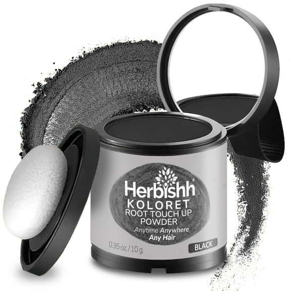 Koloret Root Touch Up Powder– Natural Black Powder for Women & Men, Instant Root Cover Up for Gray Coverage, Hairline Concealer for Thinning Hair & Bald Spots, Water-Resistant & Smudge-Proof, 10g