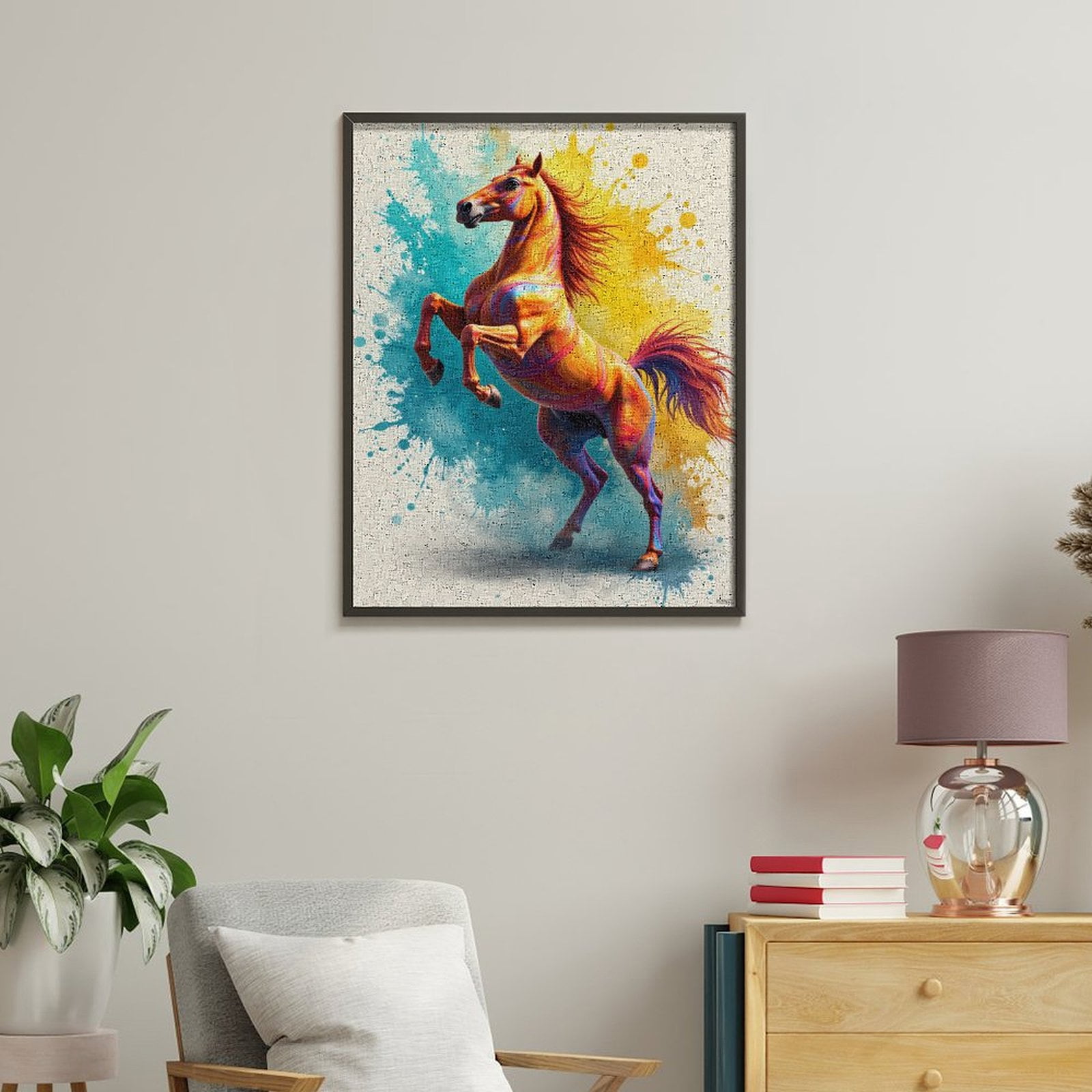 Paint By Numbers Kit for Adults Beginner - DIY Vibrant Horse Colorful Splatter Art Canvas Painting Kits for Adults, Frameless Paint By Number for Adults for Home Wall Decor 16x20 Inch