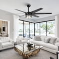 thumbnail image 3 of Parrot Uncle 70" Modern Black Crystal LED Windmill Large Ceiling Fan with Light and Remote, HVLS 3CCT Ceiling Fan with LED Light, 3 of 12