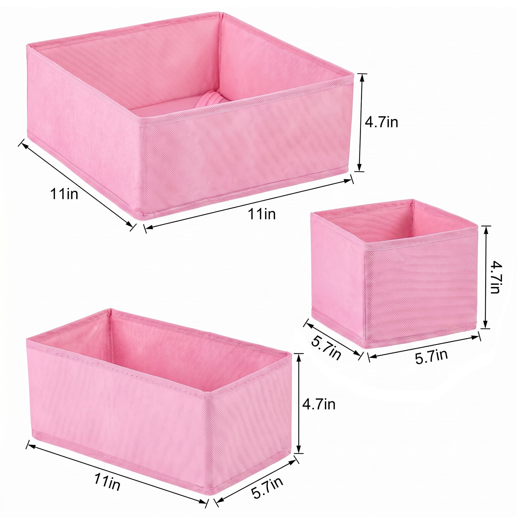 Unique Bargains Collapsible Storage Bin with Zipper for Shelves Closet Pink 3PCS