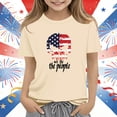 thumbnail image 2 of Girls 4th of July Shirt Patriotic American Flag Graphic Tee Khaki Short Sleeve Kids Summer Top,Size 4-5 T, 2 of 5