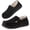 Black, variant on HomeTop Men's Moccasin Slippers Faux Sherpa House Shoes with Non Slip Rubber Sole for Outdoor Black,11 US