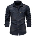 thumbnail image 1 of Camisas de algodón para hombre, camisa vaquera, camisa de manga larga, camisas de corte entallado para hombre, 1 of 5
