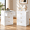 White w/ Gold Handles, variant on NEORIVER Nightstands Set of 2 with 4 Drawers & Hidden Storage, Easy Assembly Bedside Tables, Easy Assembly with Video Guide