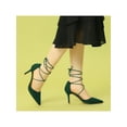 thumbnail image 6 of BLISSFUL STEP Women's Pumps Stilettos Heels Pointed Toe Lace up Pumps Green 11, 6 of 8