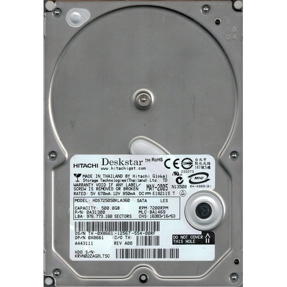 HDS725050KLA360 P/N: 0A31300 MLC: BA1469 Hitachi 500GB