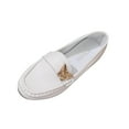 thumbnail image 3 of Women's Loafers Wide Width, Slip-On Moccasins with Butterfly Metal Accent, Casual Low Heel Soft Sole Flats Shoes for Women, Trendy Dress Shoes for Spring Summer, Black/White/Beige, 3 of 10