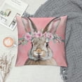 thumbnail image 2 of JRXY Easter Bunny Rabbit Pink Throw Pillow Covers,Easter Day Spring Summer Decorate Pillow Covers Decor for Kids Room Living Room Nursery Home Pillowcase White, 2 of 5