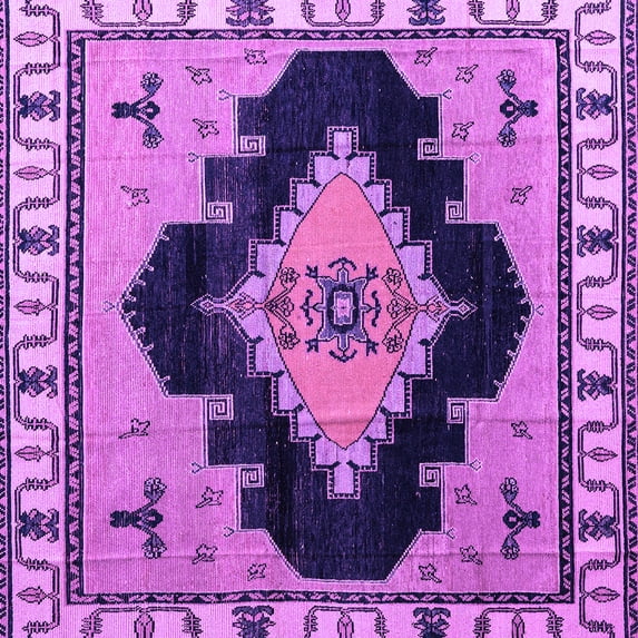 Ahgly Company Indoor Square Abstract Purple Modern Area Rugs, 5' Square