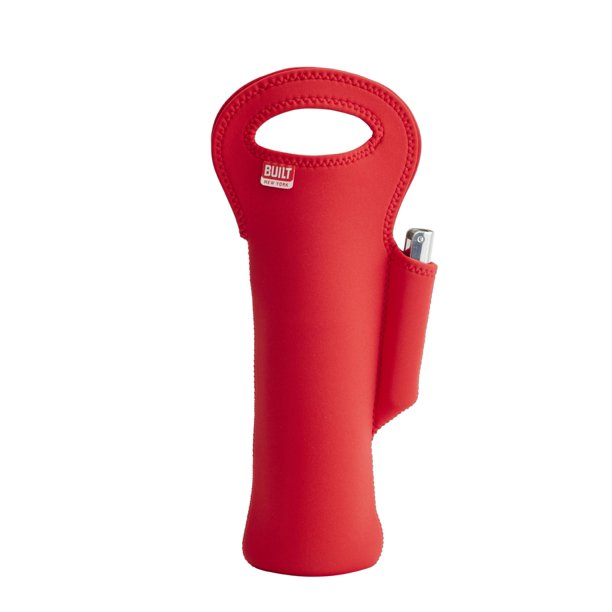 Built NY Red Neoprene One Wine Bottle Tote with Waiter's Corkscrew