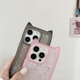 thumbnail image 2 of for iPhone Case,Cute Glitter Sparkle Sparkly Silicone Cat Ear Translucent Frame Shape Camera Lens Protection Soft Shockproof Phone Case (Black,iPhone 13 Pro Max), 2 of 6