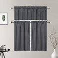 thumbnail image 6 of Kitchen Curtain Cafe Curtain Blackout 45 Inch Tier Curtains Window Treatment Rod Pocket for Home Decor 2 Panels for Bathroom, Living Room, 6 of 9