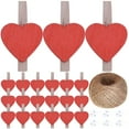 thumbnail image 1 of 1Set Heart Wooden Clothespins Small Craft Photo Wooden Clips Wooden Postcard Clips with Rope Pushpins, 1 of 8