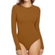 thumbnail image 1 of Gibobby Mono Bombachos Body de manga larga con cuello redondo para mujer, camisa sexy con fondo, mono, pijama(Café, XL), 1 of 5