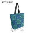 thumbnail image 4 of Open Top Canvas Tote Bag with Zipper Reusable Shopping Bag 13.5x15" Roomy Carryall Elegant Blue Traditional Patterns, 4 of 9