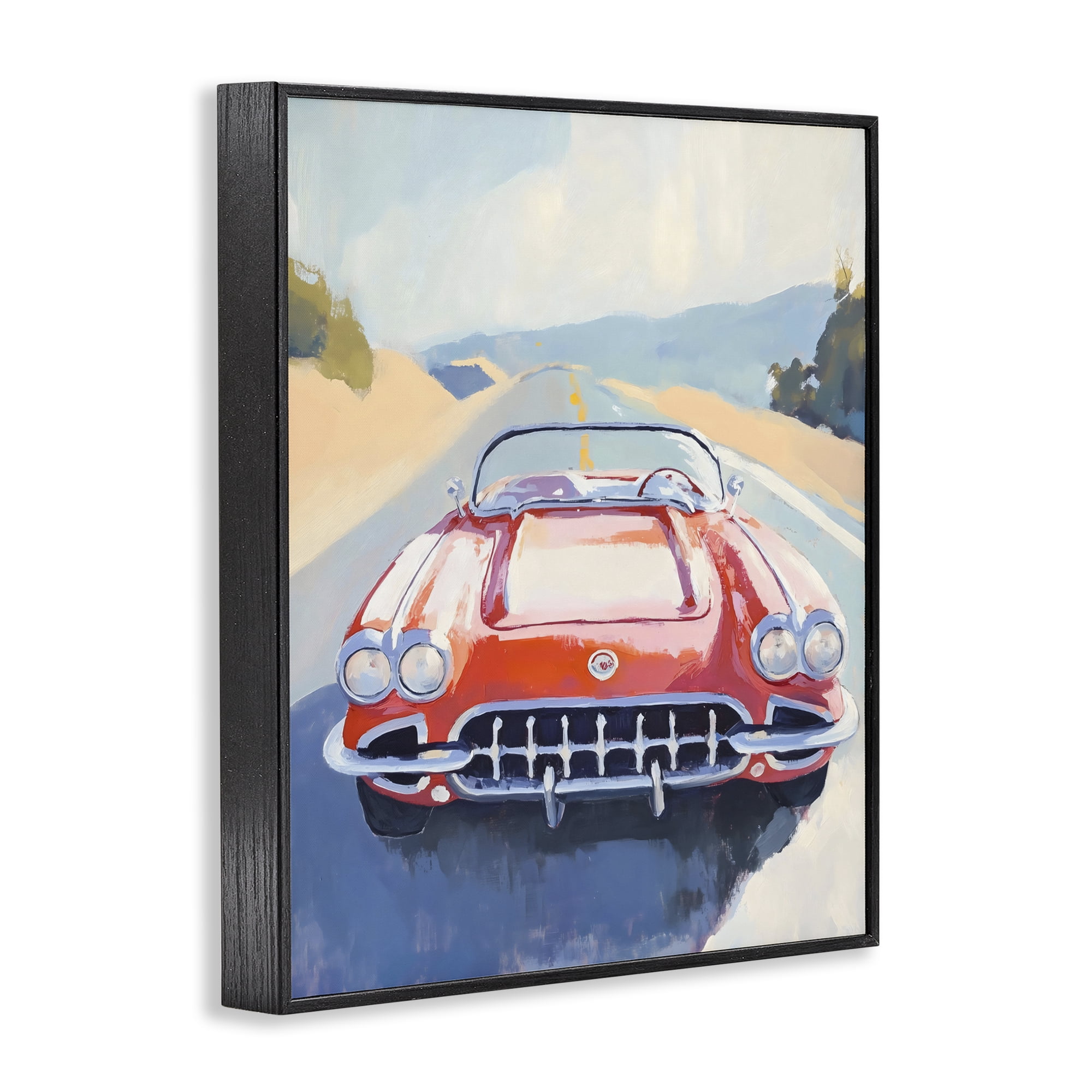 Stupell Industries Red Sports Car on Journey Black Framed Giclee Art, design by The Prints Vibe
