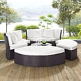thumbnail image 2 of Lounge Daybed Sofa Bed, White, Rattan, Wicker, Outdoor Patio Balcony Cafe Bistro Garden Hospitality Restaurant, Modern Contemporary HB32886, 2 of 6