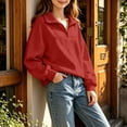 thumbnail image 5 of RYRJJ Girls Half Zip Sweatshirt Lightweight Long Sleeve Pullover Top Drop Shoulder Sweatshirts Fall Fashion Clothes for Kids Boys, 5 of 9