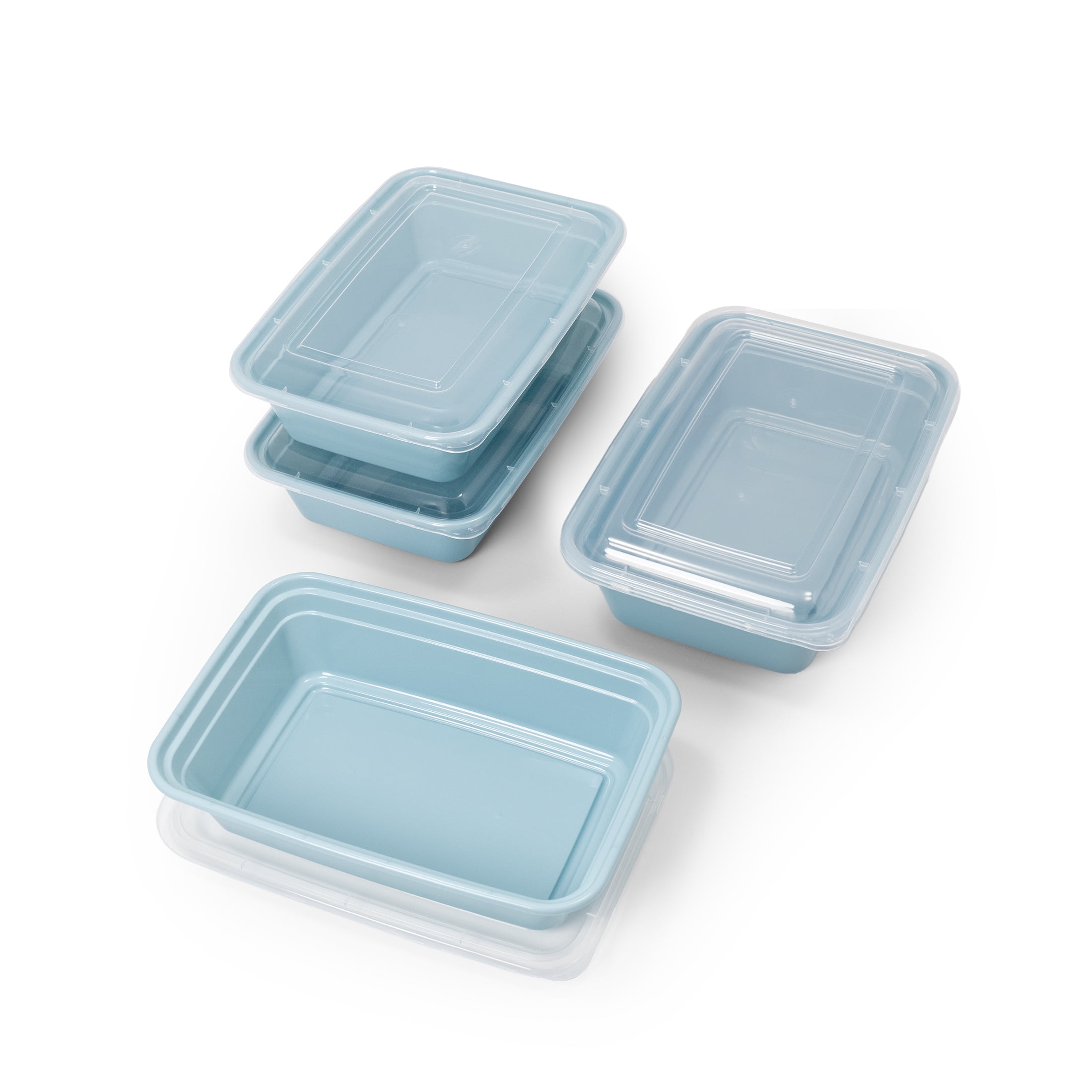 Mainstays 5-Pack 1-Compartment BPA-Free Plastic Meal Prep Food Storage Containers, 1L, Blue Cameo