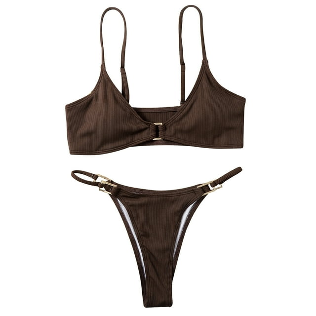 ENJOYW 2 Pcs/Set Maillots de Bain Ensemble Réglable Spaghetti Sangle G-string Séchage Rapide Été Bikini Ensemble pour Maillot de Bain