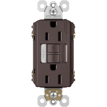 radiant 1597NTLTRDBCC4 15 Amp Night Light GFCI Self Test Tamper-Resistant Decorator Duplex Outlet with Cool Touch LED, Dark Bronze (1 Count)