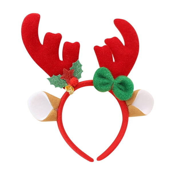 Cervos Cuernas Banda de Cabeza Navidad Decoración Floral para Mujeres Niñas, Tela Arte Accesorio Disfraz Fiesta Vestir Regalos para Adultos