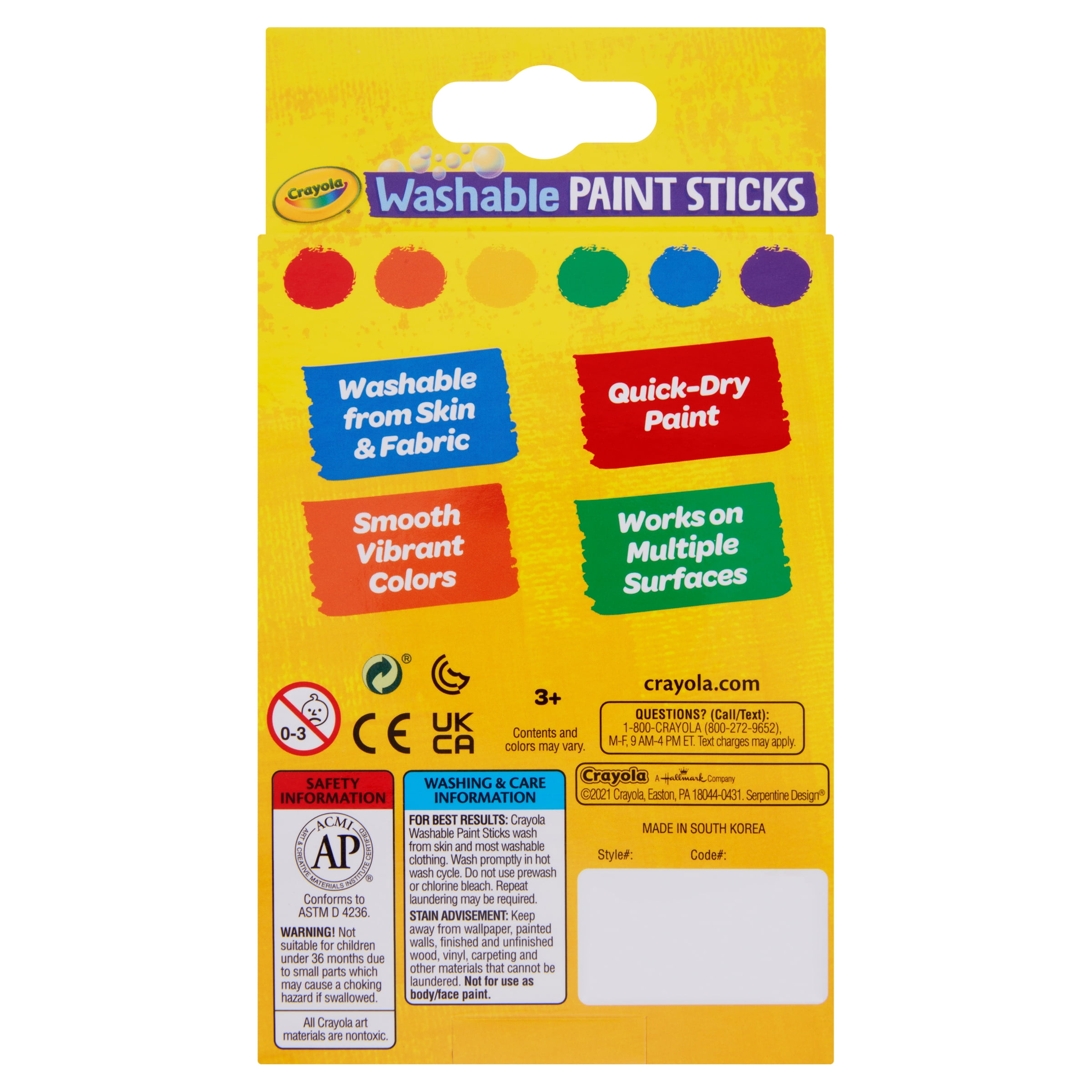 Playkidiz Paint Sticks, 6 Pack, Classic Colors, Twistable Crayon Paint  Sticks, Mess-Free Tempera & Poster Paint, Quick Drying, Great Birthday  Gift, Ages 3+ - Toys 4 U