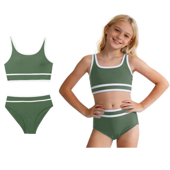 Girl Swimsuit Girls Two Pieces Swimsuit Quick Dry Swimwear Summer Kids Bathing Suits Girls 13-14Y