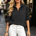 thumbnail image 2 of LumiAtelier Ladies Soft Knit Polka Dot Pullover Half Zip Stand Collar Long Sleeve Windproof Cuff Sweatshirt For Fall Winter Daily Outing, 2 of 7