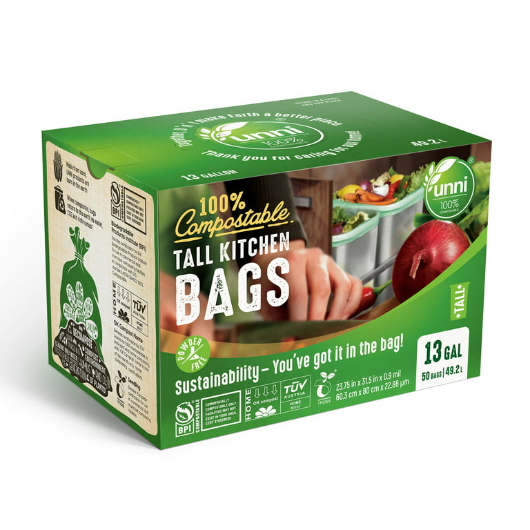 Source 13 Gallon Compostable Tall Kitchen Waste Garbage Bags