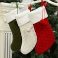 thumbnail image 4 of 16" Christmas Stockings, 3pcs Cable Knit Christmas Stockings with Plush Faux Fur for Family Holiday Decorations, Large Knitted Rustic Xmas Stockings, Cream,Burgundy,Green, 4 of 5