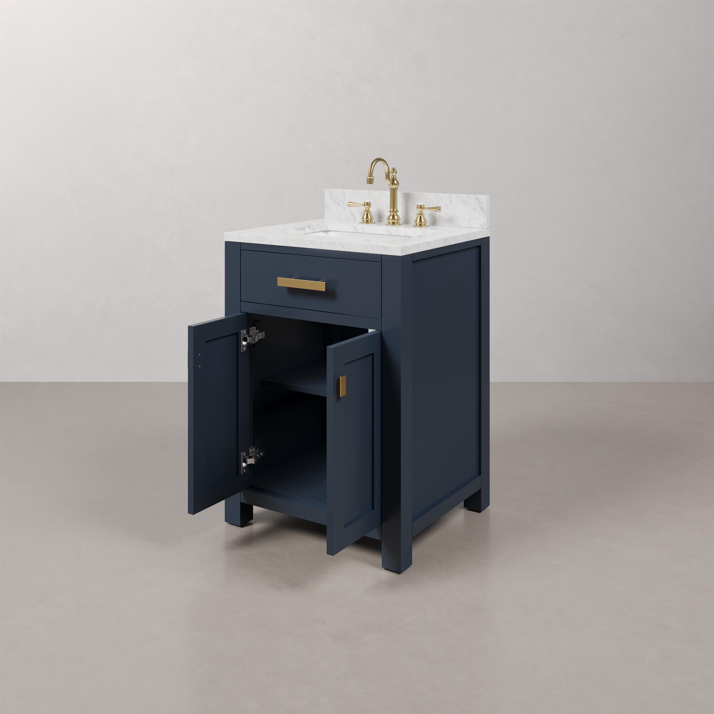 Water Creation Madison 24" Solid Hardwood Single Bathroom Vanity in Blue/Gold