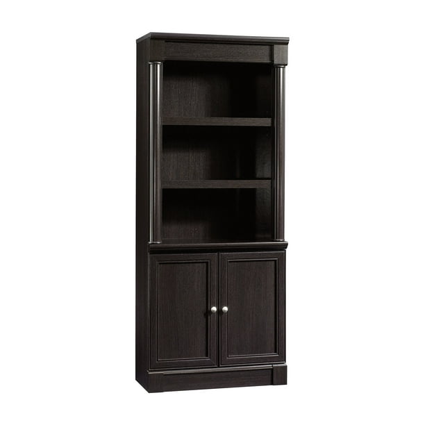 Sauder Palladia Library Bookcase With, Oak Library Bookcase With Glass Doors