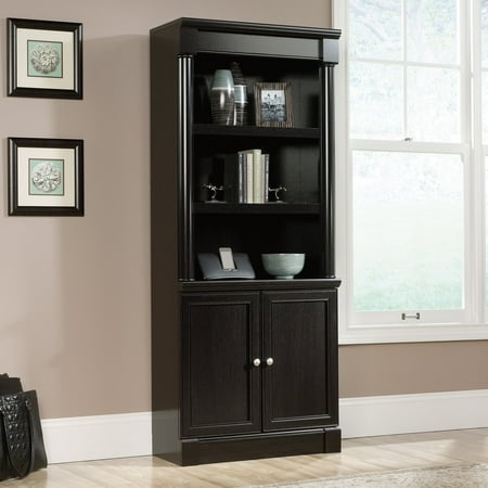 Sauder Palladia Library Bookcase With Doors Wind Oak