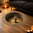 thumbnail image 4 of 3D Trap Halloween Circular Carpet – Skeleton Mummy Web Depth Illusion Rug, Soft Polyester Floor Mat for Bedroom Entrance, Non Shedding Holiday Decor Foot Pad, 4 of 6