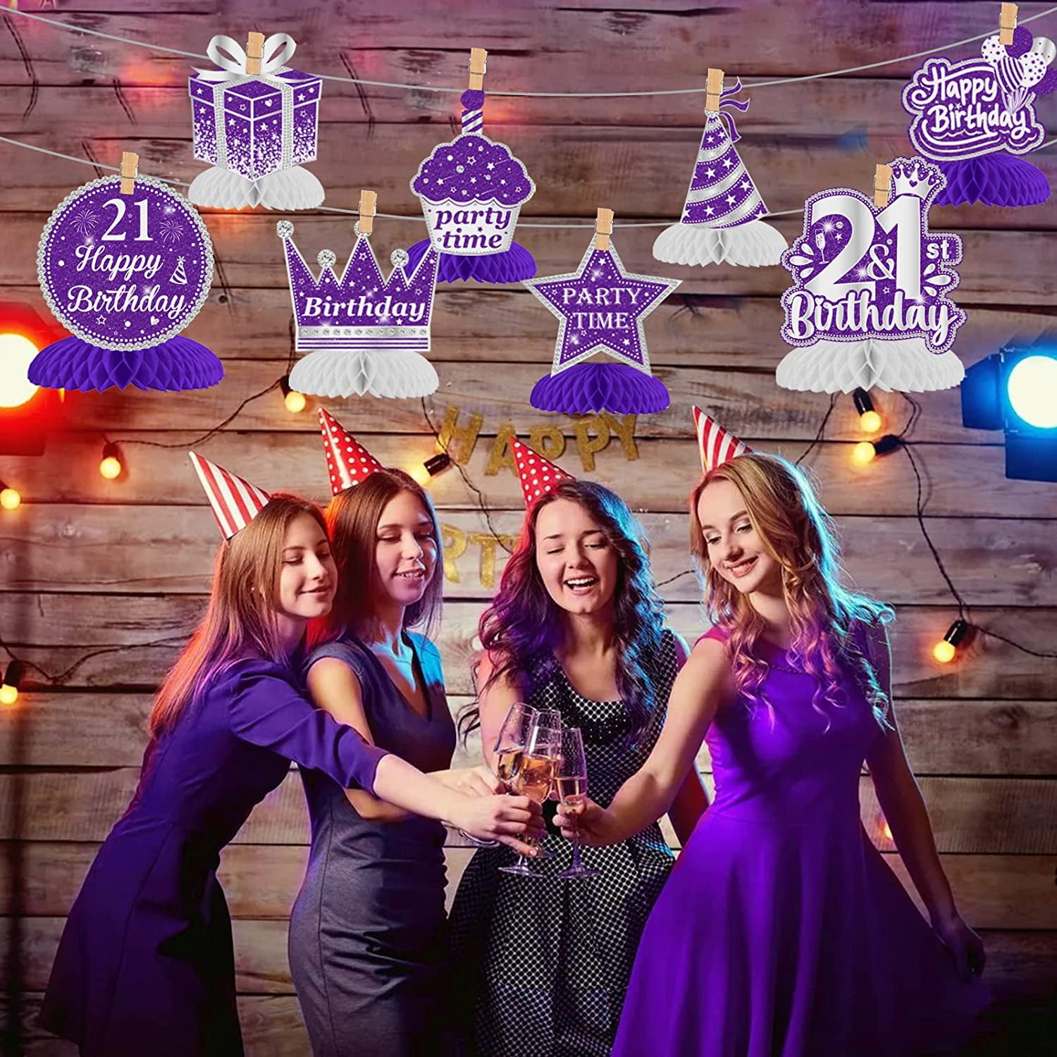  Nelbiirth Happy 21st Birthday Party Decorations Set,21st Birthday  Purple Swirls Streamers with Purple Table Ballon Stand Kit,Perfect for 21st  Bday Party Decorations. : Home & Kitchen