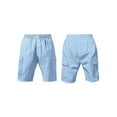 thumbnail image 6 of Cargo Shorts for Men Trendy Drawstring Elastic Waist Casual Shorts with Multi Pockets Workout Sport Outdoor Light Blue L, 6 of 7
