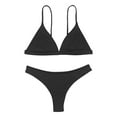 thumbnail image 1 of Swimsuits Women Solid Color Spaghetti Strap Backless Separate Bikini Black Women Bathing Suits S, 1 of 4