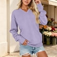 thumbnail image 6 of Stamzod Womens Sweatshirt Fall Fashion V-Neck Pullover Long Sleeve Top Casual Drop Shoulder Sweatshirts for Women Purple D XL, 6 of 6