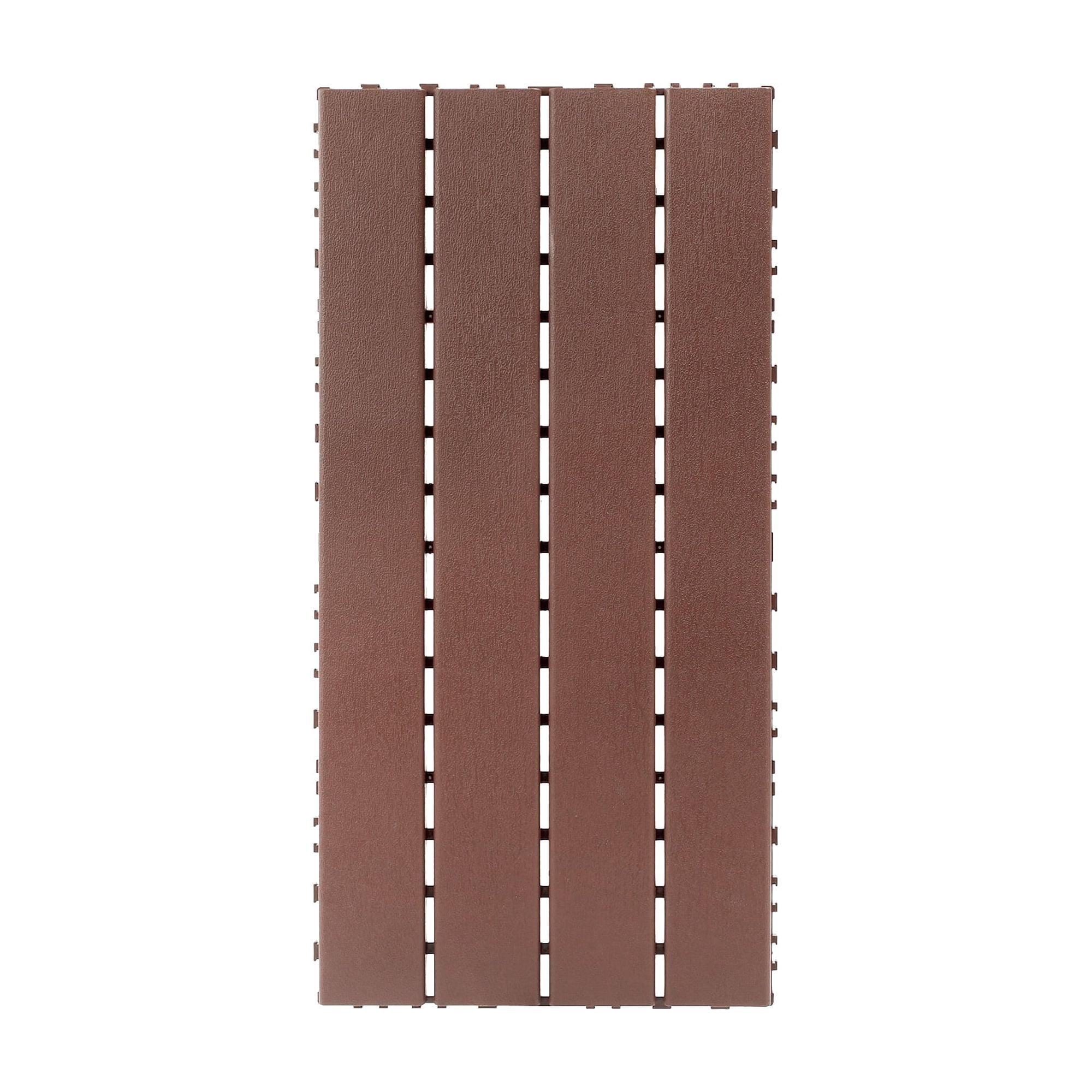 Interlocking Deck Tiles 12x12 in, DIY Flooring with Tool-Free Installation, PP Material for Indoor Outdoor Balcony Backyard Poolside, Brown, 22pcs